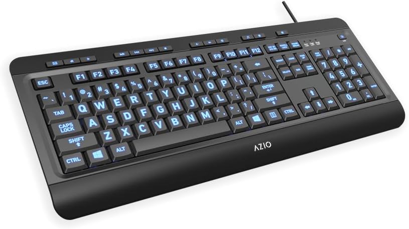 Azio Vision Large Font USB Keyboard KB505U Keyguard