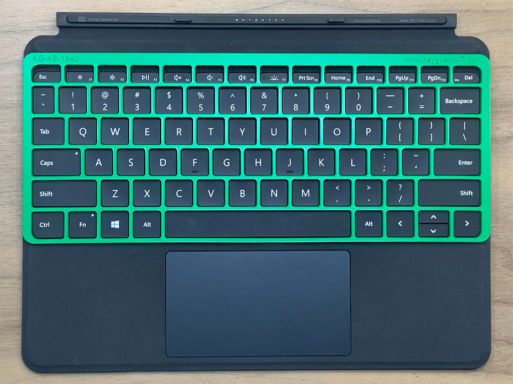 Keyguard on the Surface Go 2 keyboard model 1840 in green acrylic styrene.