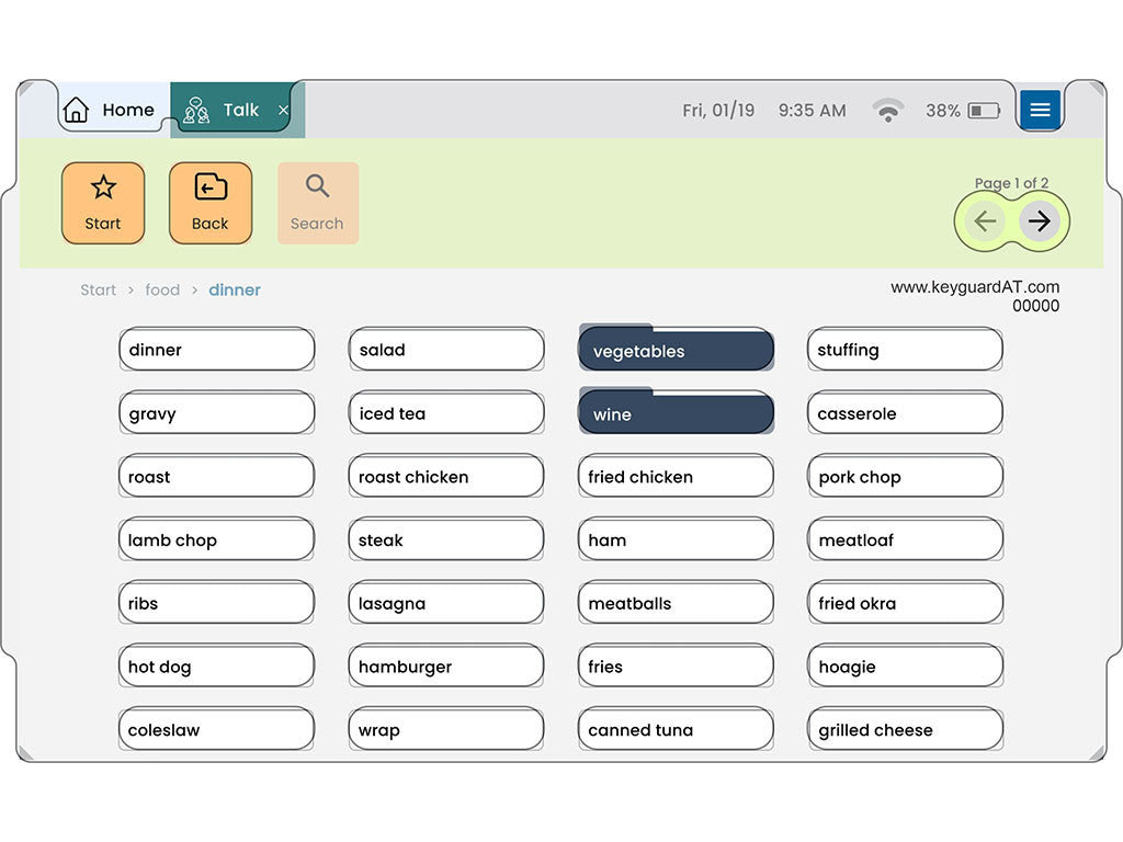 Keyguard on the Lingraphica Talk app